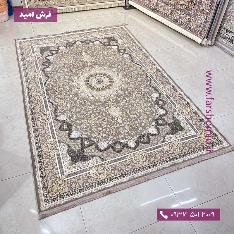 فرش ماشینی 1200 شانه گلبرجسته نایین سیلور خاطره کویر کاشان
