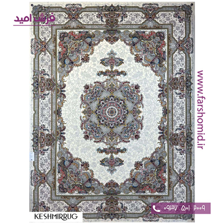 فرش ماشینی 700 شانه ۸ رنگ اصل شادکام کرم حاشیه کرم قالی کشمیر