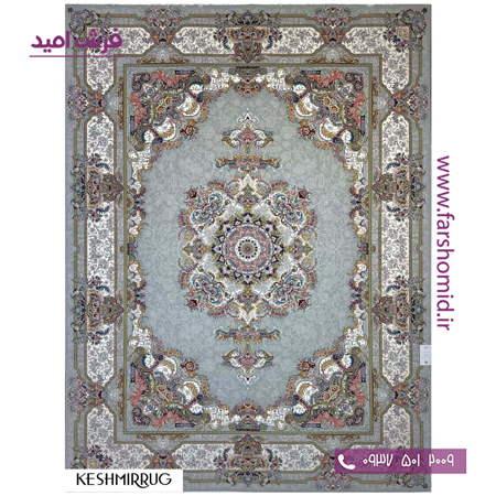 فرش ماشینی 700 شانه ۸ رنگ اصل شادکام الماسی حاشیه کرم قالی کشمیر