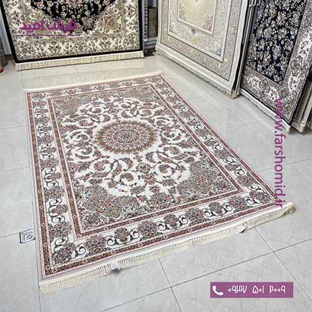فرش ماشینی 1200 شانه گلبرجسته افشان تمنا نقره ای قالی سلیمان