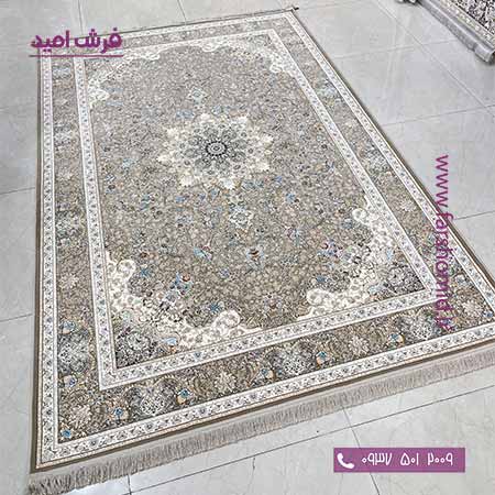 فرش ماشینی 1200 شانه گلبرجسته ماهور سیلور خاطره کویر کاشان