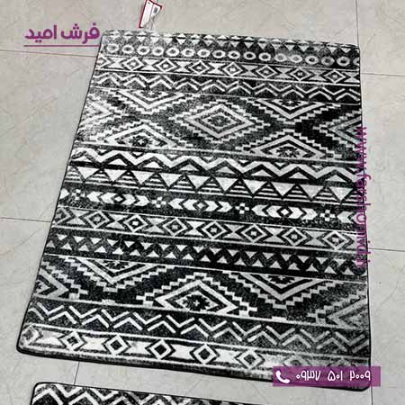 فرش مدرن مستطیل 1 در 1.5 باتیس مشکی طوسی زرباف