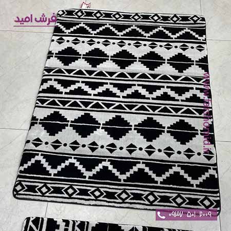 فرش مدرن مستطیل 1 در 1.5 بوهو مشکی طوسی زرباف