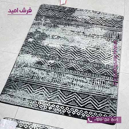 فرش مدرن مستطیل 1 در 1.5 ماهور مشکی طوسی زرباف