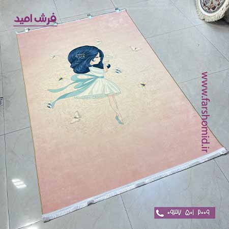 فرش 700 شانه طرح دختر و پروانه 101280 کودک و نوجوان کلاریس محتشم