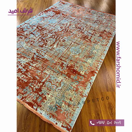 فرش ماشینی با الیاف طبیعی بامبو 1200 شانه هیستوریا کد m01c مسی فرش اکسیر