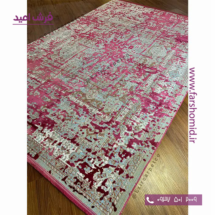 فرش ماشینی با الیاف طبیعی بامبو 1200 شانه هیستوریا کد m01lr قرمز روشن فرش اکسیر