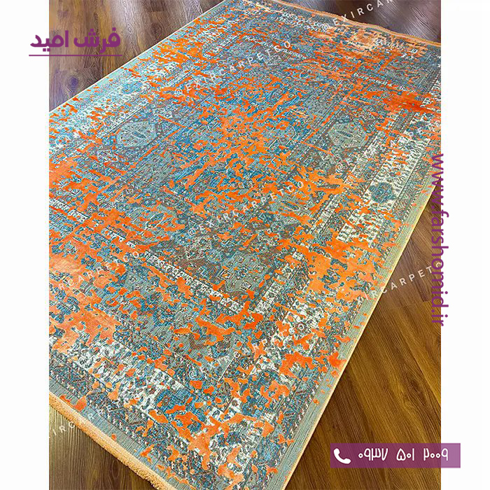 فرش ماشینی با الیاف طبیعی بامبو 1200 شانه هیستوریا کد m01or پرتغالی فرش اکسیر