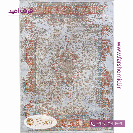 فرش ماشینی با الیاف طبیعی بامبو 1200 شانه هیستوریا کد m05s رنگ سیلور فرش اکسیر