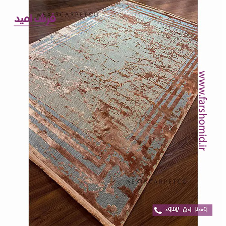 فرش ماشینی با الیاف طبیعی بامبو 1200 شانه هیستوریا کد m16c رنگ مسی فرش اکسیر