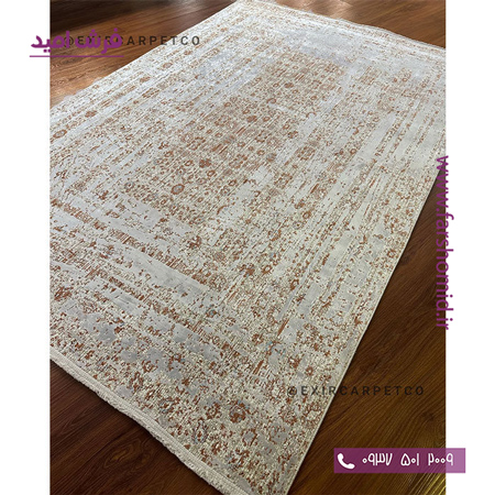 فرش ماشینی با الیاف طبیعی بامبو 1200 شانه هیستوریا کد m02s رنگ سیلور فرش اکسیر