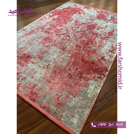 فرش ماشینی با الیاف طبیعی بامبو 1200 شانه هیستوریا کد m03lr رنگ قرمز فرش اکسیر