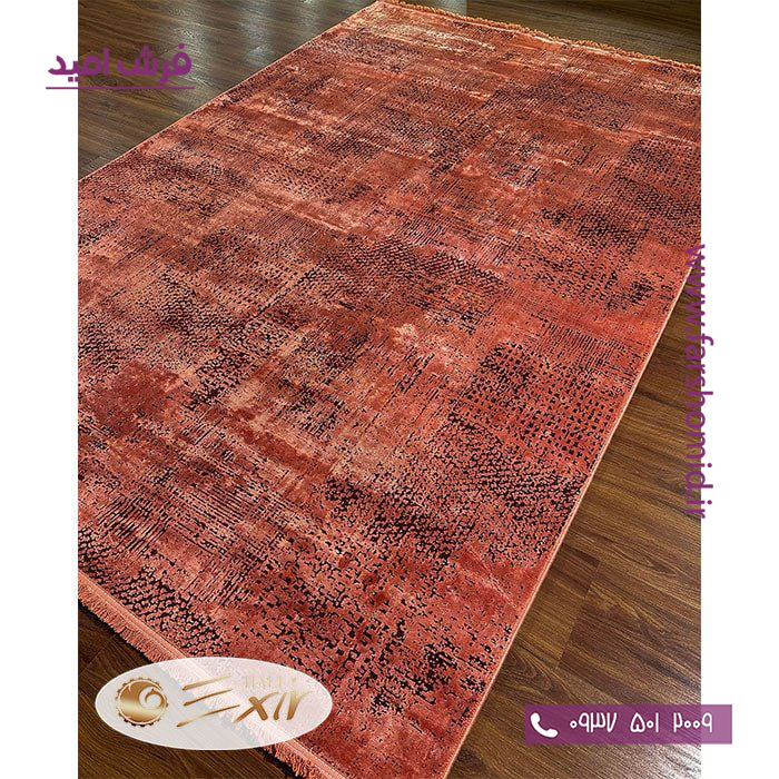 فرش ماشینی با الیاف طبیعی بامبو 1200 شانه هیستوریا کد m52v رنگ قرمز فرش اکسیر