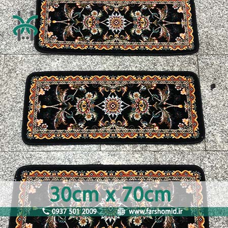 رو پله ای فرش ماشینی 700 شانه سایز 70*30 صبا سرمه ای فرش هستی