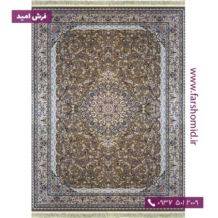 فرش ماشینی 1000 شانه 8 رنگ طرح 10100۲ باغ حریر شکلاتی آرشام