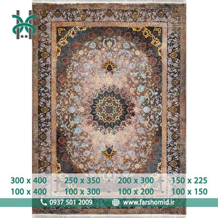 فرش ماشینی 1500 شانه 8 رنگ روشا وینتیج نسکافه ای کلکسیون رولکس فرش سورنا
