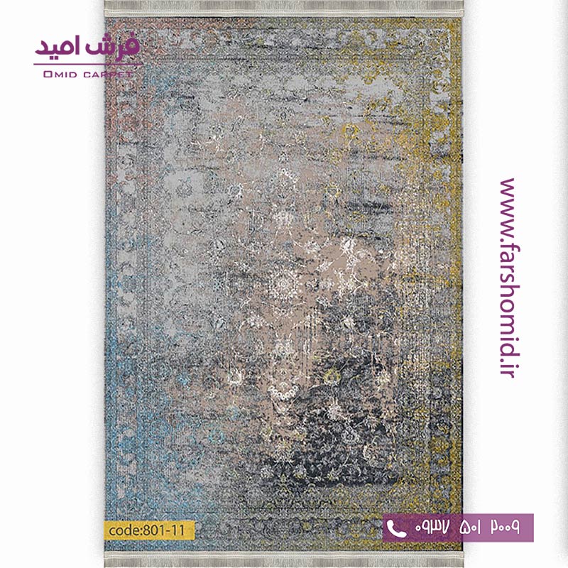 فرش وینتیج 1200 شانه کد 80111 طوسی مشکی فرش برنتین