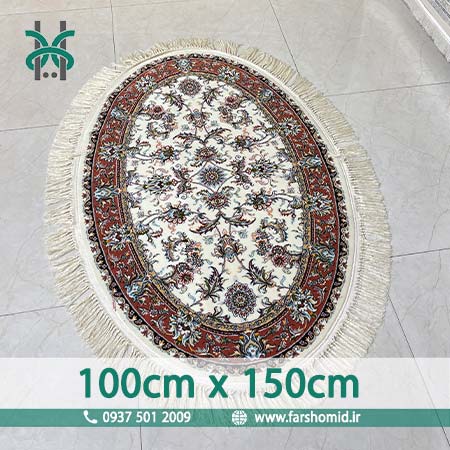 فرش ماشینی 700 شانه بیضی 100در150 افشان صبا کرم حاشیه پیازی فرش هستی