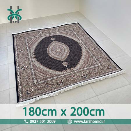 فرش ماشینی 1200 شانه 8 رنگ سایز سفارشی 180 سانتیمتر در 2 متر ماهی اصیل تبریز سرمه ای کد 1201 فرش ماهوت کویر