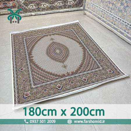 فرش ماشینی 1200 شانه 8 رنگ سایز سفارشی 180 سانتیمتر در 2 متر ماهی اصیل تبریز سرمه ای کد 1201 فرش ماهوت کویر