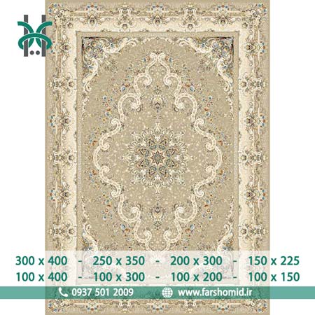 فرش ماشینی 1500 شانه 8 رنگ ریوان نسکافه ای کلکسیون رولکس فرش سورنا