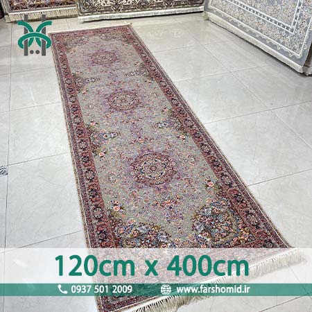 فرش ماشینی 1200 شانه 8 رنگ سایز سفارشی 120 سانتیمتر در 4 متر خطیبی الماسی قالی کشمیر