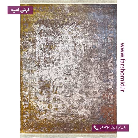 فرش وینتیج 1200 شانه کد 12-801 کرم طلایی فرش برنتین