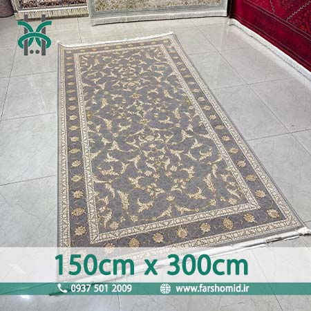 فرش ماشینی 1200 شانه سایز خاص 150 سانتیمتر در 3 متر 8 رنگ افشان  دلسا کد 124۲9 صدفی فرش بزرگمهر