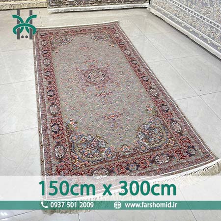 فرش ماشینی 1200 شانه 8 رنگ سایز سفارشی 150 سانتیمتر در 3 متر خطیبی الماسی قالی کشمیر