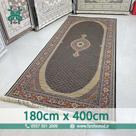 فرش ماشینی 700 شانه 8 رنگ اصل سایز سفارشی 180 سانتیمتر در 4 متر سلطان ماهی تبریز سرمه ای قالی کشمیر