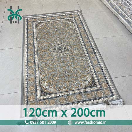فرش ماشینی 1000 شانه گلبرجسته سایز خاص 120 سانتیمتر در 2 متر سابات سیلور کلکسیون ساچلی فرش سورنا