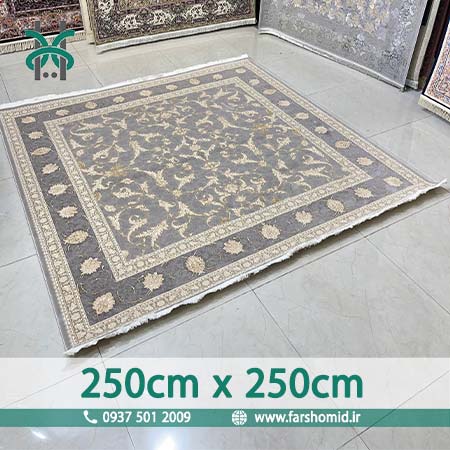 فرش ماشینی 1200 شانه مربع 250 سانتیمتر در 250 سانتیمتر 8 رنگ افشان  دلسا کد 124۲9 صدفی فرش بزرگمهر