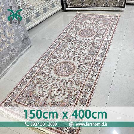 فرش ماشینی 1200 شانه گلبرجسته سایز سفارشی 150 سانتیمتر در 4 متر افشان تمنا نقره ای قالی سلیمان