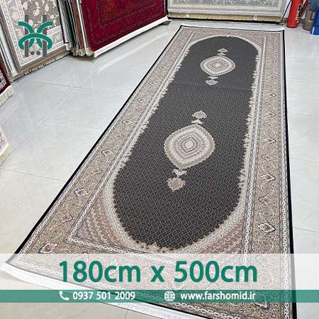 فرش ماشینی 1200 شانه 8 رنگ سایز سفارشی 180 سانتیمتر در 5 متر ماهی اصیل تبریز سرمه ای کد 1201 فرش ماهوت کویر