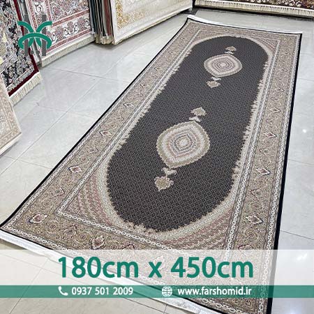 فرش ماشینی 1200 شانه 8 رنگ سایز سفارشی 180 سانتیمتر در 450 سانتیمتر ماهی اصیل تبریز سرمه ای کد 1201 فرش ماهوت کویر