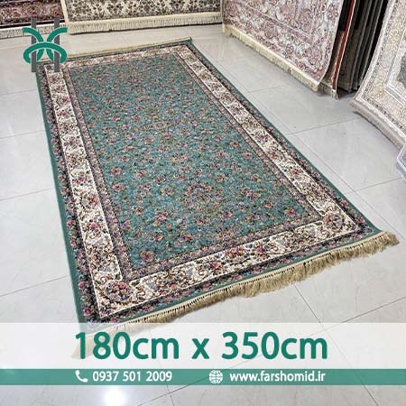 فرش ماشینی 1200 شانه سنگین 8 رنگ سایز خاص 180 سانتیمتر در 350 سانتیمتر طرح رزالین زنگاری سپاس نور