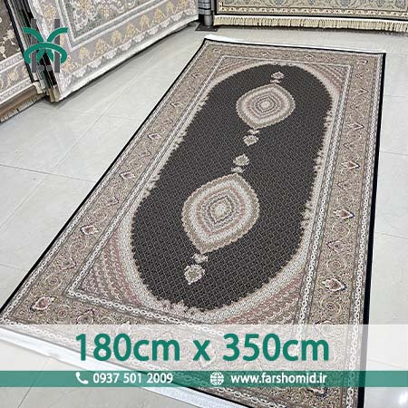 فرش ماشینی 1200 شانه 8 رنگ سایز سفارشی 180 سانتیمتر در 350 سانتیمتر ماهی اصیل تبریز سرمه ای کد 1201 فرش ماهوت کویر