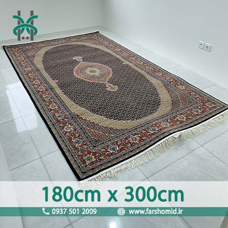 فرش ماشینی 700 شانه 8 رنگ اصل سایز سفارشی 180 سانتیمتر در3 متر سلطان ماهی تبریز سرمه ای قالی کشمیر
