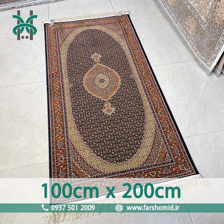 کناره فرش ماشینی 700 شانه 8 رنگ اصل یک متر در دو متر سلطان ماهی تبریز سرمه ای قالی کشمیر