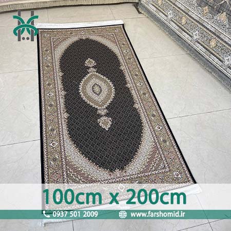 کناره فرش ماشینی 1200 شانه 8 رنگ یک متر در دو متر ماهی اصیل تبریز سرمه ای کد 1201 فرش ماهوت کویر