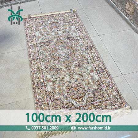 کناره فرش ماشینی 1200 شانه یک متر در دو متر گلبرجسته افشان گیتی نقره ای قالی سلیمان