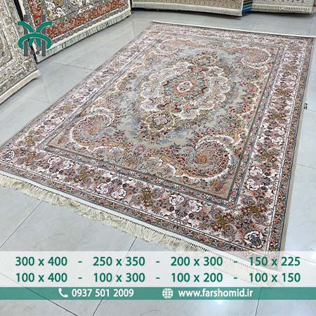 فرش ماشینی 1200 شانه 8 رنگ موج مهر خاکی قالی کشمیر