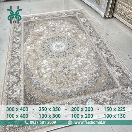 فرش ماشینی 1200 شانه وینتیج کد 31027 موکا کلکسیون آپادانا فرش افشون