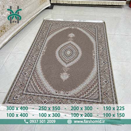 فرش ماشینی 1200 شانه 8 رنگ ماهی اصیل تبریز گردویی 1201 فرش ماهوت کویر