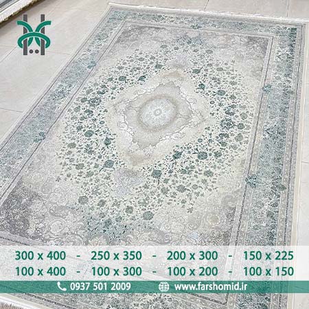 فرش ماشینی 1200 شانه وینتیج کد 21092 طوسی سبز کلکسیون پاسارگاد پلاس فرش افشون