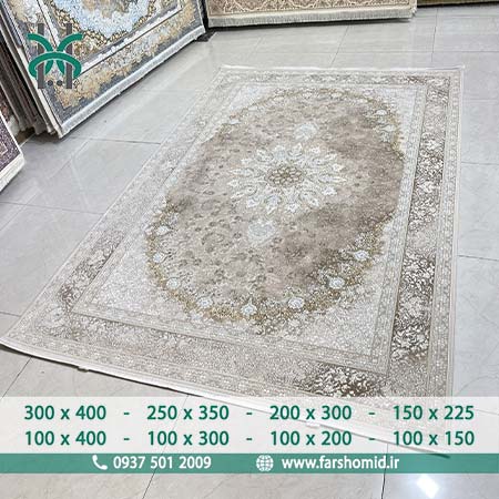 فرش ماشینی 1200 شانه وینتیج کد 31041 موکا کلکسیون آپادانا فرش افشون