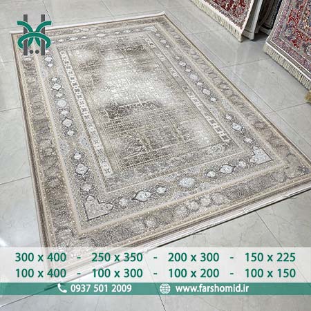 فرش ماشینی 1200 شانه وینتیج کد 31077 خشتی موکا کلکسیون آپادانا فرش افشون