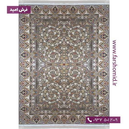 فرش ماشینی 1500 شانه 8 رنگ افشان باغ جان سیلور محتشم